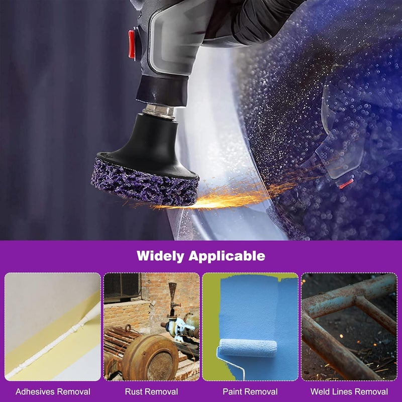 TSOAPX 10 PCS 2" Quick Change Strip Discs, Purple Non Woven Nylon Easy Stripping Discs with Male R-Type Backing, Die Grinder Attachments for Clean Welds Paint Rust Removal Sanding Polishing - Image 5